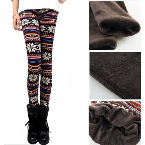 2020 Autumn Winter Women warm Leggings Fashion Thickening thermal Snow Deer Slim pants lady leopard floral printed trousers