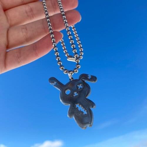 Rabbit Personalized Necklace for Women Beads Stainless Steel Goth Silver Punk Kpop Gothic Jewelry Fashion Accessories