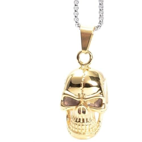 Punk Unisexs Heavy Mens Women Gold 316L Stainless Steel Skull Pendant