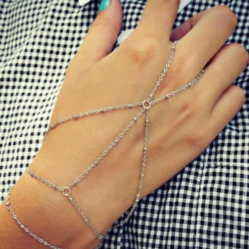 Simple Cute Beads Chain Bracelet Trendy Exquisite Connected Finger Bracelets Hand Accessories For Women Friend Gifts Jewelry