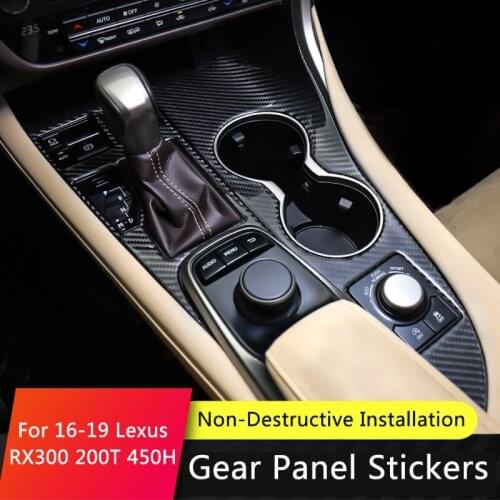 QHCP Epoxy Car Gear Shift Knob Panel Frame Cover Trim Car Styling Water Cup Holder Panel For Lexus RX300 200T 450H 2016-2019