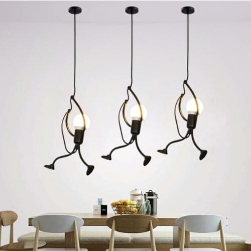 Retro Iron Swing Figure Pendant Lights Metal Hanging Lamp Cafe Restaurant Ceiling Light Hanging Pendant Lamps Home Decor