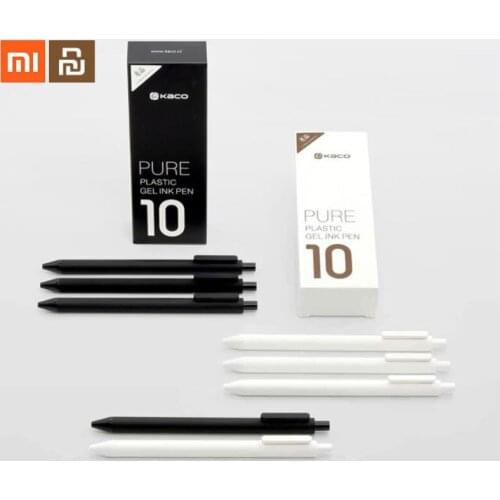 10pcs Xiaomi youpin Sign Pen 0.5mm Pen ,Signing Pen Black White ABS Plastic Smooth Ink For Student School/Office worker smart