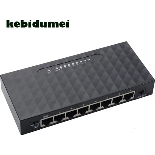 Kebidumei Ethernet Network Switch 8 Port Gigabit Switch Hub 10/100/1000Mbps Base Support Full Half Duplex EU/US Plug