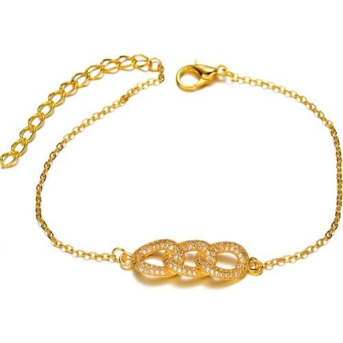 Charm Micro Pave Zircon Three Circles Bead Bracelets For Women Handmade Copper CZ Link Chain Friendship Bracelets Bijoux Pulsera