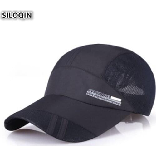 SILOQIN New Style Summer Mens Quick-drying Baseball Cap Adjustable Leisure Motion Mesh Breathable Tongue Caps Snapback Cap
