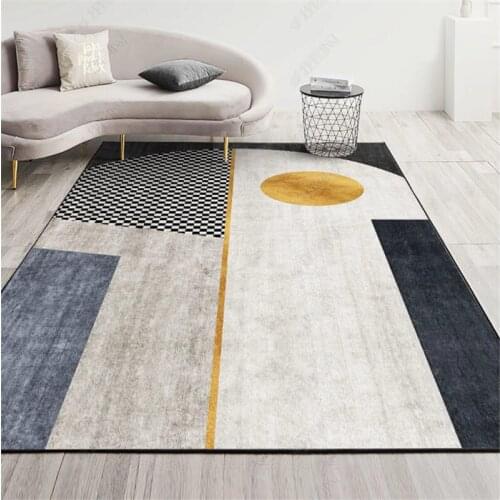Modern Simple Gray/Orange Carpet for Living Room/Bedroom Non-slip Stain Fade Resistant Rug Washable Easy to Clean Area Rug Large