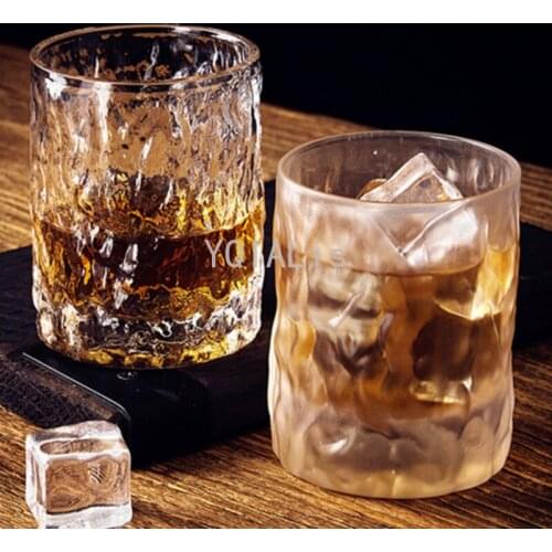2 Styles 260ml Hammer Texture Whiskey Glass Cup Ice Snow Frosted VodkaThick Bottom Classical Creative Beer Steins Shot Glass