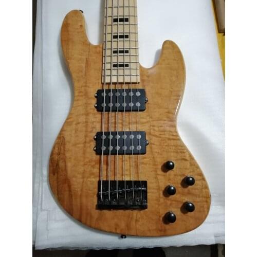 Top quality FDJB-5011 original wood color solid Ash body Quilted Maple Veneer cover 4 strings electric Jazz Bass , Free shipping