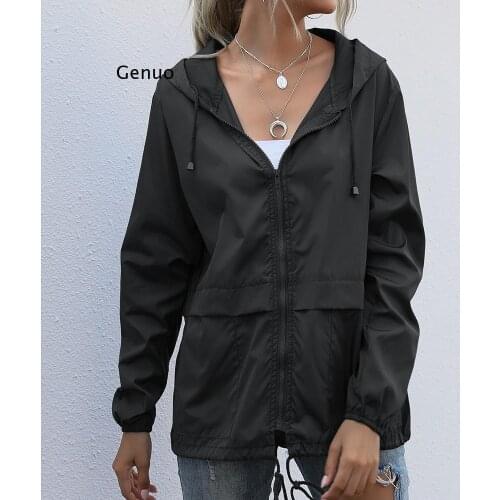 Jackets for Women 2021 Hooded Windproof Female Basic Zipper Coat Womens Clothing Solid Color Long Sleeve Casual Cardigan Hoodie
