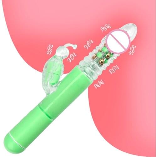 Sex Toys for Women Telescopic Rotating Bead Rods G Spot Dildo Butterfly Vibrator Dual Vibration Wand Female Masturbator Sexshop