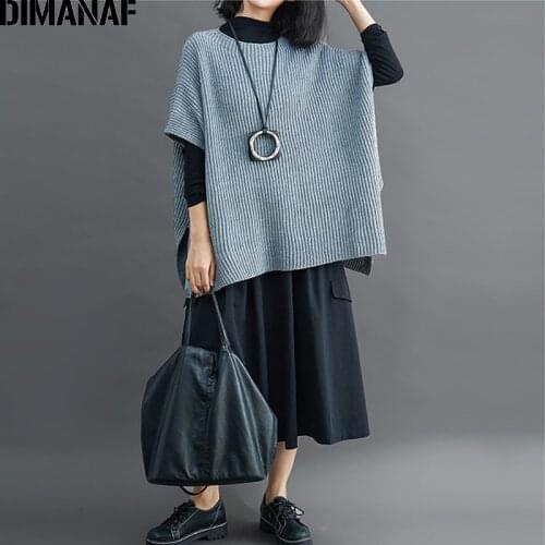 DIMANAF Winter Autumn Women Clothing Oversize Sweater Knitted Cotton Casual Lady Basic Pullover Tops Solid Loose Batwing Sleeve