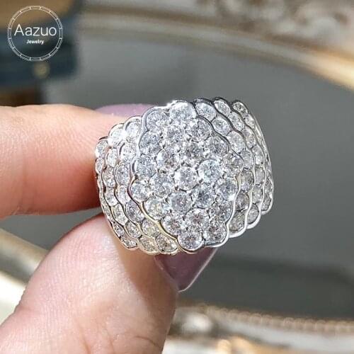 Aazuo 100% 18K Original White Gold Au750 Real Diamond 3.0CT Luxury Ring for Woman Fine Jewelry Fashion Gift Birthday