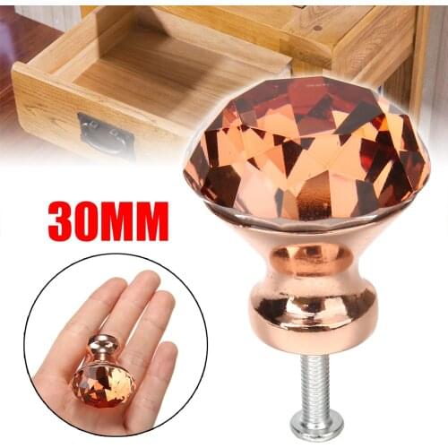 1pcs 30mm Unique Color K9 Crystal Diamond Knobs Rose Gold Cabinet Drawer Door Knob Furniture Supplies