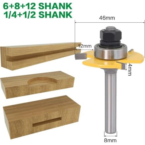 1 pc 8mm Shank 1/4 shank 6mm shank 1/2 shank 12mm shank Groove Joint Assembly Router Bit Set 3/4" Stock Wood Cutting Tool