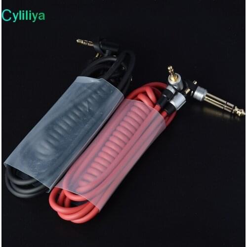 10pcs Wholesale Black & Red 6.5mm & 3.5mm Spring Replacement Audio Cable Headphone for Monster Beat Pro Detox Solo AUX Cable