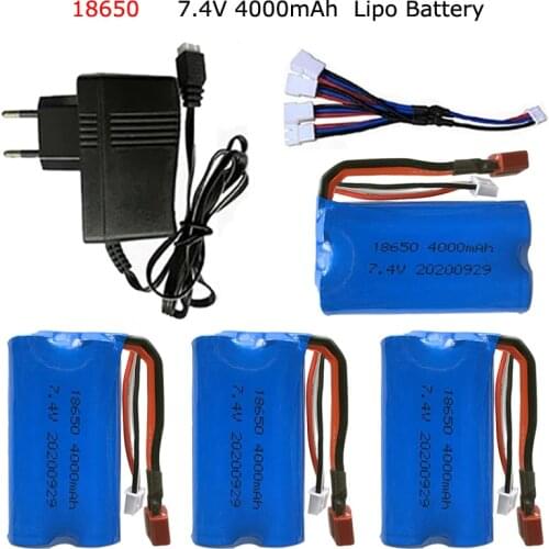 18650 7.4V 4000MAH Lipo Battery JJRC Q46 Q39 Wltoys 144001 12428 12423 10428 A959-B A969-B A979-B K929-B RC Car Spare Parts