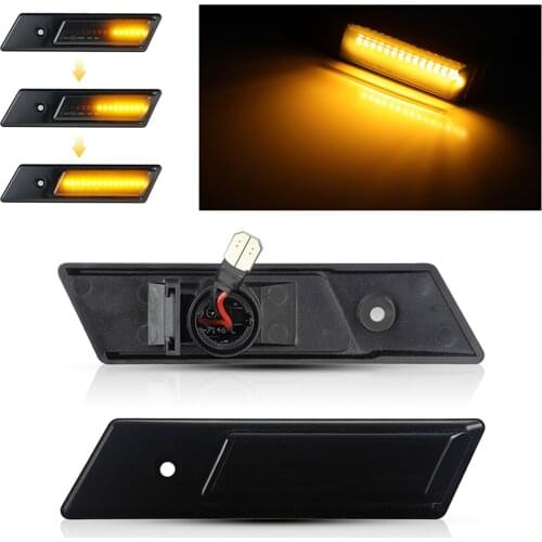 2PCS Dynamic LED Side Marker Light Turn Signal Lamps Blinker For BMW 3 5 6 7 Series E32 E34 E36 Amber Car Styling