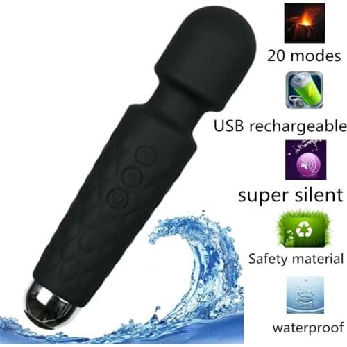 20 Modes Powerful AV Vibrators Sex Toys for Women Rechargeable Magic Wand Massager Clit Massage Female Masturbation Silent Adult