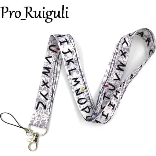 30pcs Stranger things alphabet letters Neck keychain necklace Anime Cartoon Neck Strap Lanyard ID badge holder Keychain Lanyards