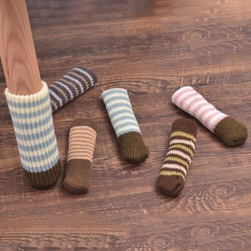 4pcs Table And Chair Foot Pad Foot Cover Protective Cover Cat Claw Knitted Socks Mute Wear-resistant Non-slip Mat Home Mat