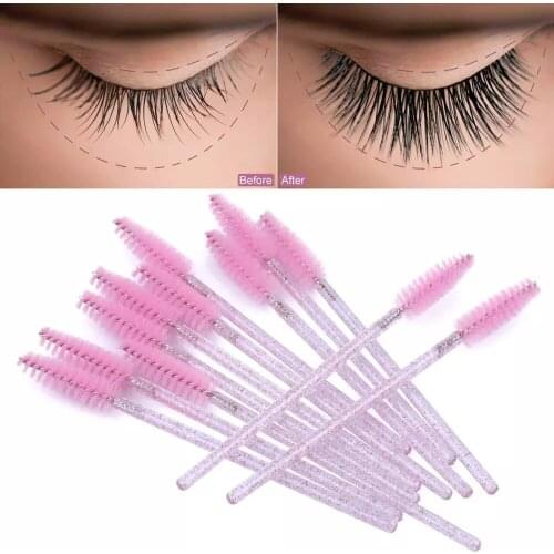 50PCS Eyelash brush disposable crystal Rod nylon eyelash brush portable beauty makeup tools grafting eyelash comb eyebrow