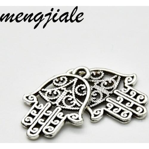 50pcs Hot sell Vintage zinc alloy metal Hamsa Hand charms fit DIY Jewellery Bracelet Pendant Accessories 21*15mm