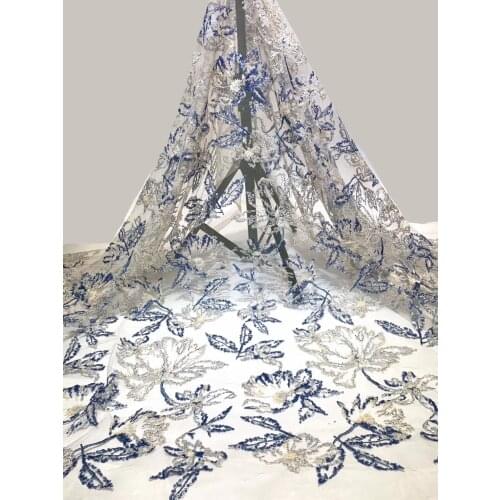 African Tulle Lace Fabric 2021 High Quality Lace Fabric French Nigeria Sequined Mesh Sewing Lace Fabric ZX41051