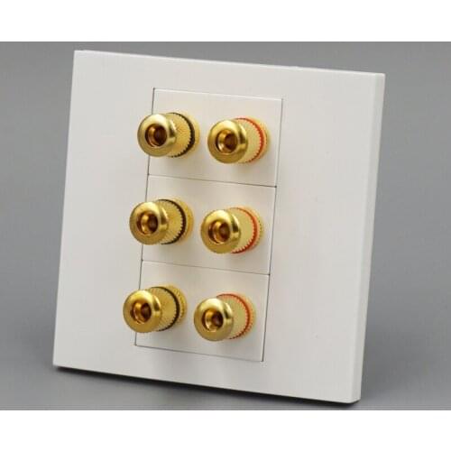 White Color Glossy Wall Outlet Triple Speaker Connector Home Wall Interface Audio Socket Free Delivery