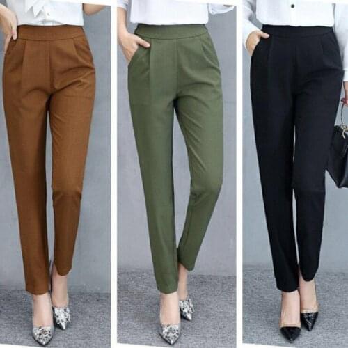 2021 New Trouser Suits High Waisted Pants Women Fashion Office Pants Chic Elegant Solid Color Casual Woman Pants#F3