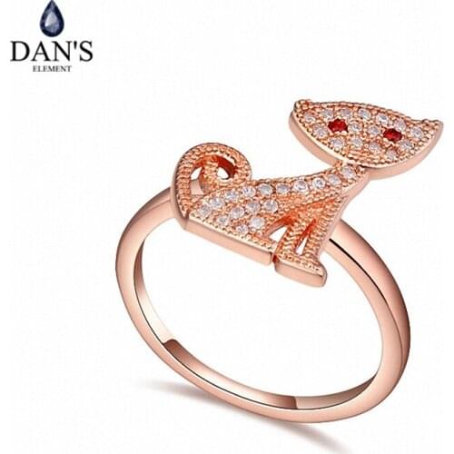 DANS Real Austrian Crystals Brand AAA Zirconia Micro Inlays Fashion Ring for women New Geometric 109040rose