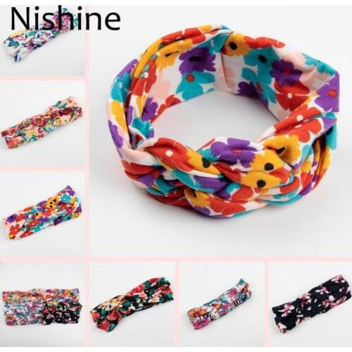 NISHINE Baby Turban Headbands Baby Top Knot Headwrap Cross Knot Baby Head Wraps Girls Headband