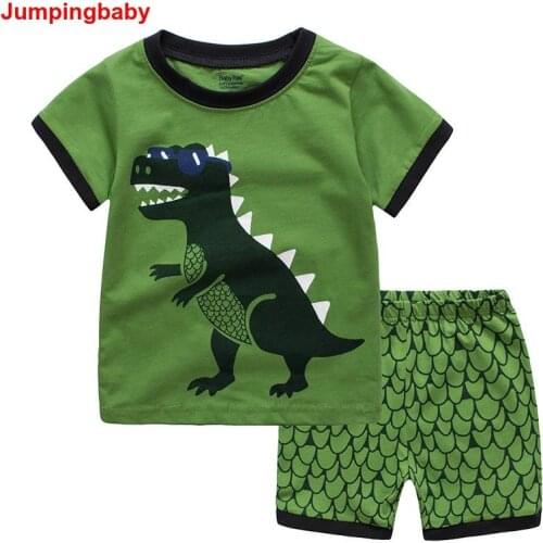 2019 Boys Clothing Sets Kids Tracksuits Dinosaur Summer Conjunto Menino Animal Print Pajama Set Vetement Enfant Ensemble Garcon
