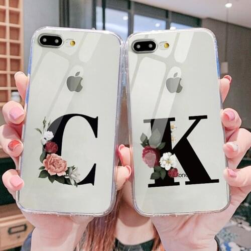 For Apple iPhone 7 8 Plus 4 4S 5 5S SE(2016) 5C 6 6S Customized Black Flower Letter Silicone Mobile Phone Cover Case