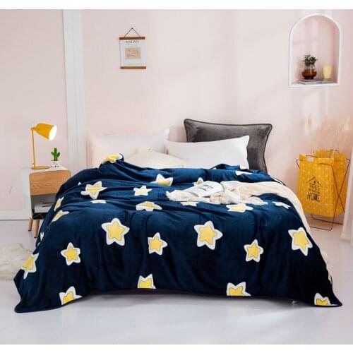 Blue star fleece blanket starfish dionsaur carrot print flannel carton kids throw grey bed sheet blankets 150*200cm home textile