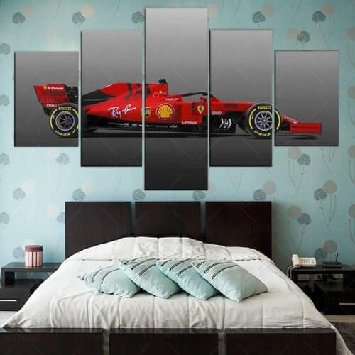 Formula 1 Ferrari Racing Car 5 Piece Canvas Wall Art Print HD Home Decor Pictures 5 panel poster no Framed Paintings