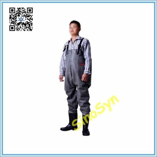 FQ1727 All Rubber Safty Chest/ Waist Wader Pants Protective Working Fishery Men Boots--Black