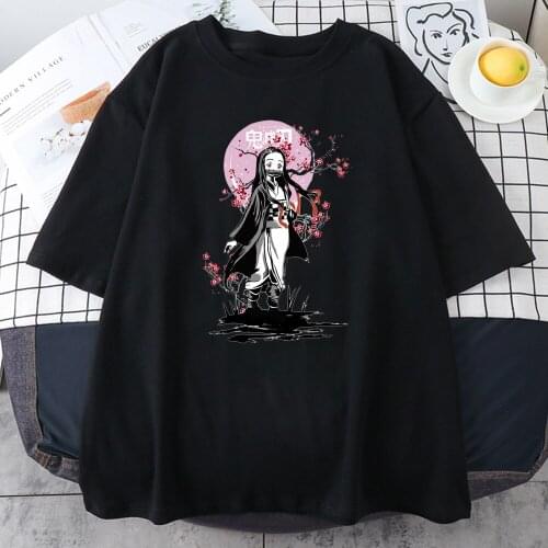 Demon Slayer Anime Cartoon T Shirts Women Summer Short Sleeve Loose O Neck Streetwear Tops Female Japan Comics Harajuku Tshirt