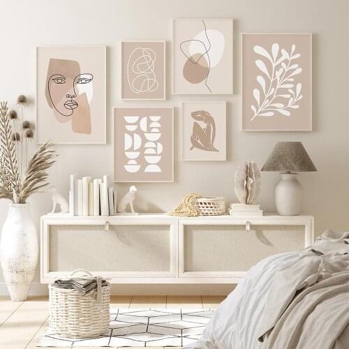 Boho Line Geometric Abstract Painting Modern Canvas Poster Print Minimalist Wall Art Pictures For Living Room Aisle Studio Decor