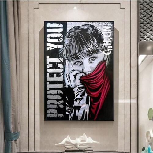 Canvas Painting Wall Art Vintage Motivational Poster Wear Mask Girl Room Decoration HD Figure Picture Modern Abstract Art Print