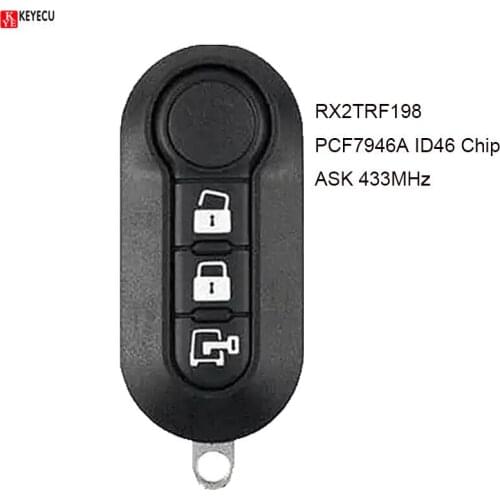 KEYECU Remote Key 3 Button ASK 433MHz ID46 for F*iat 500L MPV Ducato for C*itroen Jumper for P*eugeot Boxer 2008-2015 RX2TRF198