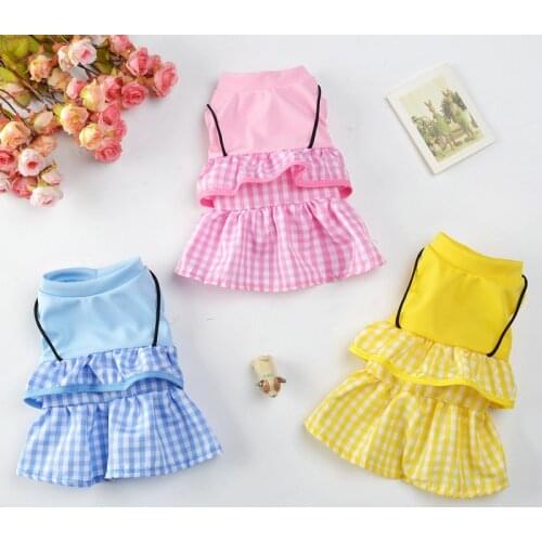 Summer Dog Dress Plaid Skirts Clothes For Small Dog Skirt Puppy Clothing For Dogs Costume French Bulldog Bulldog Vestidos Verano