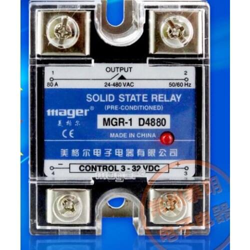 Mager Genuine new original Single-phase solid-state relay SSR MGR-1 D4880 80A DC-AC 24-480VAC