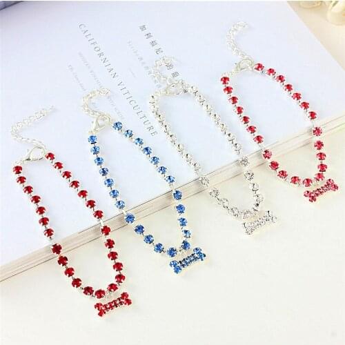 Cute Dog Pet Collars Necklace for Small Dog Rhinestone Bling Collars Bone Pendant Pet Supplies Party Wedding Accessories