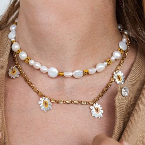 Trendy Party Jewelry Delicate Natural Crystal Real Freshwater Pearl Choker Similies Statement Necklace for Women