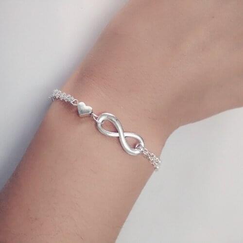 Fashion Jewelry gift infinity heart double chain bracelet ( 1 piece free shipping)