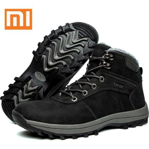Xiaomi Winter Warm Men Boots Genuine Leather Fur Plus Men Snow Boots Handmade Waterproof Working Ankle Boots High Top Size 36-48