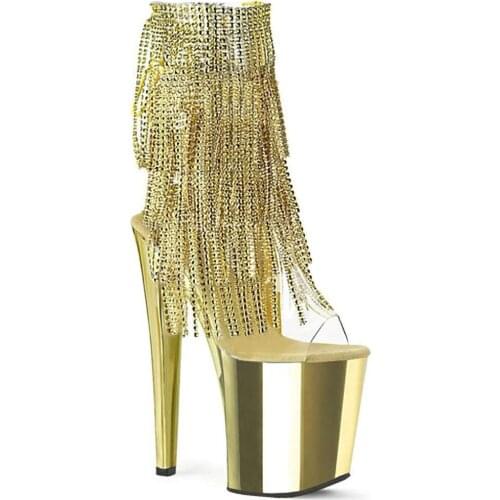 Thick Bottom Waterproof Platform Fine High Heel 20cm Low Boots Nightclub Stage Pole Dance Bottom Short Boots Model Catwalk Shoes