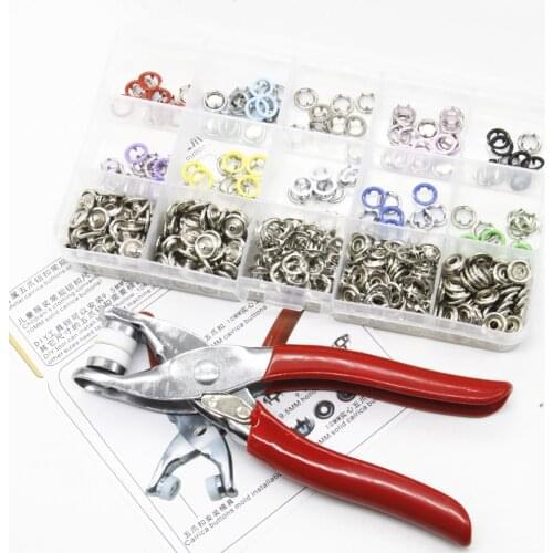 9.5mm Button Installation Tool Set Buttons For Clothes Buttons Hand Pressing Pliers Tool Kit For Shirts Jeans Jackets Bag 110pcs