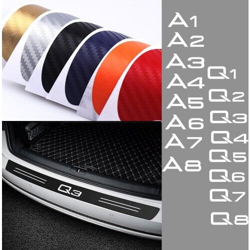 Carbon Fiber Car Rear Bumper Trunk Scuff Guard Protector Sticker Anti-Scratch Decal For Audi A1 A2 A3 A4 A5 A6 A7 A8 Q1 Q2 Q3 Q4
